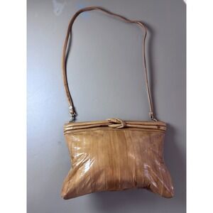 Eel Appeal Genuine Eel Skin Tan Shoulder Bag Knot Detail Crossbody Unique Find
